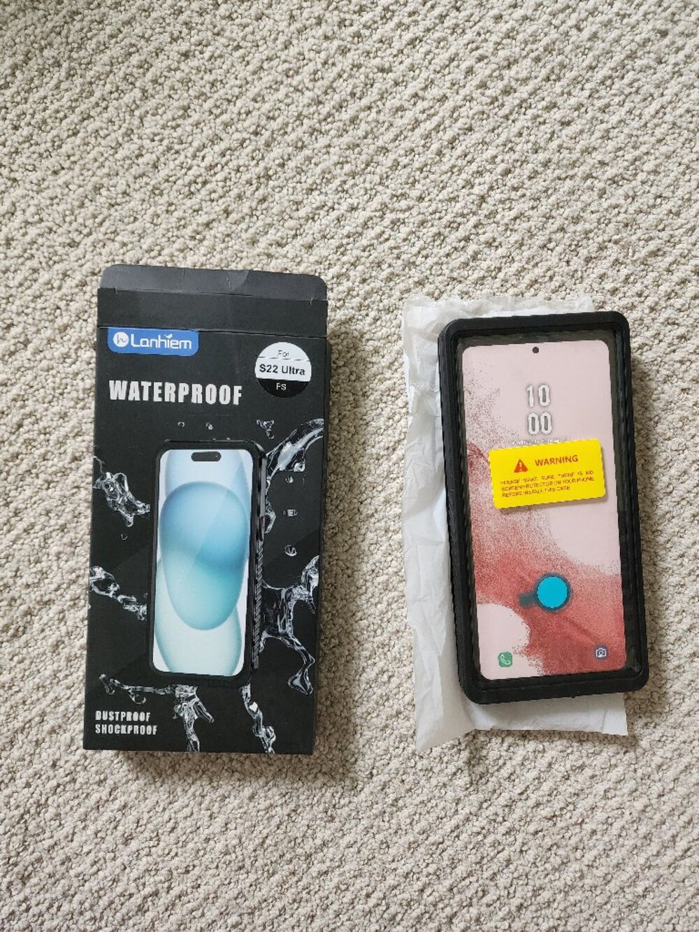 Lanhiem S22 Ultra Waterproof + Dustproof Phone Case, Black/Clear